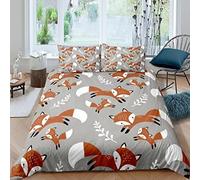 Generico Copripiumino Una Piazza e Mezza Volpe marrone Copripiumino 200x200 3D + 1 Feder 50 x 80 cm 100% Microfibra Set di Biancheria Morbida, Traspirante, Chiusura a Cerniera 512W10Q0417