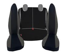 Generico Coprisedili Auto Completi in cotone per toyota aygo, 7 Pezzi, Cotone grigio scuro/Nero, Posteriore Diviso