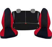 Generico Coprisedili Auto Completi in cotone per toyota aygo, 7 Pezzi, Cotone rosso/Nero, Posteriore Diviso