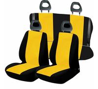 Generico Coprisedili Auto in Cotone per Fiat Panda (2003/2012), Giallo/Nero, Made in Italy, Set Completo, Versioni Sedili Posteriori (5 posti schienale intero)