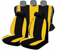Generico Coprisedili Auto per Fiat Panda (2003/2012), Cotone giallo/Nero, Made in Italy, Set Completo (4 posti schienale posteriore intero)