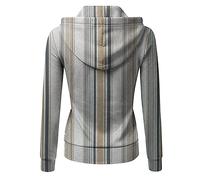 Generico Coprispalle Oro Felpa con Stampa a Righe da Donna, Manica Lunga, Comodo Cardigan con Cappuccio e Cerniera Giacca u Donna (Grey, M)