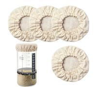 Generico Coprivasetti per Pasta da 4 Pezzi - di Lino Riutilizzabile con vestibilità Elastica per Barattoli di da 3-4 Pollici, Coperture per Pasta Madre Traspiranti E per La Prova del Pane per Cucin