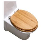 Generico Copriwater Universale in Legno massello Puro, copriwater Vecchio Stile Spesso, Tipo O/V/U, Colore Noce, Accessori for Il Bagno(Moso Bamboo)