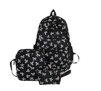 Generico Coquette Bow Backpack, Aesthetic Nylon Rucksack, Cute Kawaii Backpack 3Pcs Set for Girls (black)