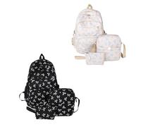 Generico Coquette Bow Backpack, Aesthetic Nylon Rucksack, Cute Kawaii Backpack 3Pcs Set for Girls (blue+black)