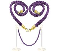 Generico Corda di Sostegno Viola e Oro - 2 Corde di barriera Intrecciate per Il Controllo della Folla, divisore di Coda in Canapa Intrecciata da 1,2 m/4 Piedi con Ganci di Chiusura per la Sicurezza d