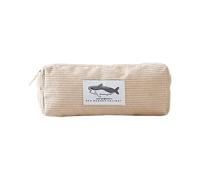 Generico Corduroy Pencil Bag, Wide Opening Pen Case, 7.87x3.15x1.97 Inches Stylish Shark Pattern Cosmetic Makeup Pouch, Multipurpose School Supplies Organizer for Girls, Boys and Kids