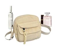 Generico Corduroy Shoulder Bag - 19cm Adjustable Strap Zippered, Small Solid Color Casual Fabric Purse Satchel 0.33lbs | Soft Fabric Material, This Compact Multi Compartment Pocket Is Practical For D