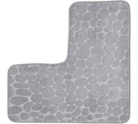 Generico Corner Bath Mat L Shape Pebbles Non Slip Machine Washable Soft Absorbent Bathroom Mat Grey