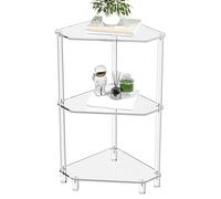 Generico Corner Table, Acrylic 3-Tier Shelf, Narrow Storage Organizer, Transparent Display Stand for Books Decor Plants for Living Room, Bedroom, Office, Entryway, Apartment, Studio 12x12x26 Inch