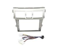 Generico Cornice per Autoradio Cornice Autoradio da 9 Pollici per Vios per Yaris 2008-2014 con Lettore MP5 Frontalino E Copertura Cruscotto Stereo Formato 2 DIN(Silver with Cable)