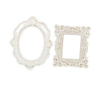 Generico Cornice per Quadri in Resina Bianca 2 Pezzi Forme Ovale e Quadrata per Foto Decorative da Parete e Accessori per Selfie