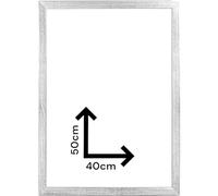 Generico Cornice portafoto da parete vari formati, in legno, con vetro Plexi, infrangibile, moderna, in legno, cornice argentata, Idea Regalo Salotto Cucina Camera da Letto (40x50 cm)