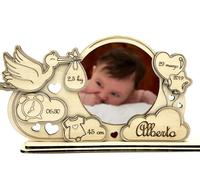 Generico Cornice Portafoto Nascita - Personalizzata con i dati della nascita del tuo bambino - Possibilità di stampare la foto. Idea Regalo Simpatica ed Originale per ogni Occasione Fatto a mano