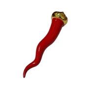 Generico CORNO CORNETTO ROSSO TESTA ORO PORCELLANA PORTAFORTUNA TRADIZIONALE CLASSICO NAPOLETANO 15 Cm. Artigianale Dipinto a Mano
