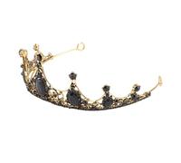 Generico Corona Barocca Nera con Cristalli e Strass Tiara Leggera in Lega per Sposa e Festa Accessorio Capelli Principessa per Addio al Nubilato e Evento Speciale