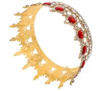 Generico Corona da Sposa Classica in Lega di Zinco Strass Rossi Copricapo Elegante per Matrimoni e Feste Accessori per Chioma da Donna e Fascia Decorativa per Eventi Speciali