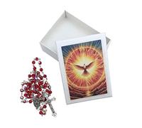 Generico Corona del Rosario dello Spirito Santo in Cristallo, 6 mm, con Scatola e Libretto di Preghiere, Fatto a Mano in Italia