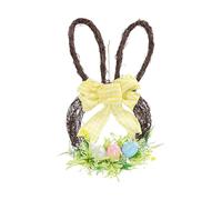 Genérico Corona di Pasqua - Corone di Pasqua in rattan naturale per porta d'ingresso esterna | Design resistente sbiadimento, decorazione per le vacanze del coniglietto primaverile per la