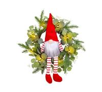 Genérico Corona Natale - Ghirlanda di Foglie Verdi con LED rustiche | Artificiale da Appendere per Porta, Finestra, Parete, casa, Ufficio, Negozio e Giardino Festivo