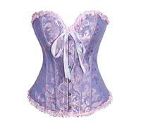 Generico Corpetto Corsetto per Donna con Lacci e Stecche Bustier Floreale Overbust per Costume Halloween