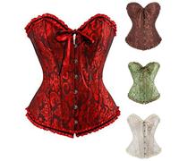 Generico Corpetto Corsetto per Donna con Lacci e Stecche Bustier Floreale Overbust per Costume Halloween