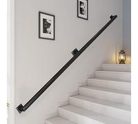 Generico Corrimano per Scale, corrimano per Scale, staffe per Esterni, corrimano per gradini, ringhiere per Scale, Patio, Recinzione, palo, Kit Scale Moderno Nero - da 30 cm a 600 cm, ringhiera a mur
