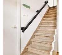 Generico Corrimano per Scale, ringhiere per Esterni, Scale da Giardino, corrimano Moderno Nero per Scale - Kit ringhiera in Ferro battuto per Scale, Lunghezza Regolabile da 30 a 600 cm con staffe a p