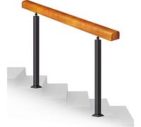 Generico Corrimano per Scale, ringhiere per Esterni, Scale da Giardino, Kit di ringhiere per Scale Interne per 1-5 gradini, Stile di Transizione con Design in Legno e Metallo, Supporto per montanti d