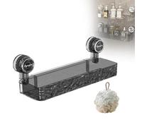 Generico Corrugated Suction Cup Storage Holder, Light Luxury Style Glacier Pattern Suction Cup Shelf, No Drilling Bathroom Wall Shelf, Wall-Mounted Clear Storage Rack (BLACK)