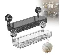 Generico Corrugated Suction Cup Storage Holder, Light Luxury Style Glacier Pattern Suction Cup Shelf, No Drilling Bathroom Wall Shelf, Wall-Mounted Clear Storage Rack (WHITE+BLACK)