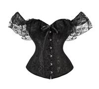 Generico Corsetto da Donna Taglie Forti Bustier Steccato in Pizzo Elastico Corsetti Satin Bustino Overbust Vita per La Shapewear Esaltare Le Dimensioni della