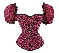 Generico Corsetto da Donna Taglie Forti Bustier Steccato in Pizzo Slim Elegante Satin Bustino Modellante Disossato Corsetti con Coulisse Festa Corpetto Donne Sexy