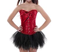 Generico Corsetto da Donna Taglie Forti con Coulisse Stretto Osso di Plastica Underbust Bustier in Pizzo Overbust Nero Lace Up Corsetti per Halloween E Natale Costumi