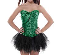 Generico Corsetto da Donna Taglie Forti con Coulisse Stretto Osso di Plastica Underbust Bustier in Pizzo Overbust Nero Lace Up Corsetti per Halloween E Natale Costumi