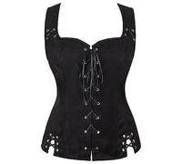 Generico Corsetto da donna vintage rinascimentale steampunk bustier Bustino Corsetto Spallacci Medievale Corpetto Donna Gilet da donna con lacci in stile palazzo steampunk rinascimentale medievale