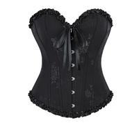 Generico Corsetto Donna Corsetto Donna Nero, Corpetto Nero Bustino per Halloween Gotico Vampiro Costume S-XXL