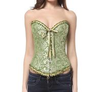 Generico corsetto donna corsetto rosso donna Modello ricamato con struttura interna rigida, taglie ampie disponibili per silhouette di ogni tipologia(VerdeL)