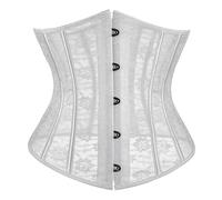 Generico Corsetto Donna Cosplay Sexy Bustino Overbust Estivo Traspirante Sigillo Vita Elegante Shapewear Storico Medievale Rinascimentale,Stringi l'addome,per Halloween,Carnevale e Fitness (White, M)