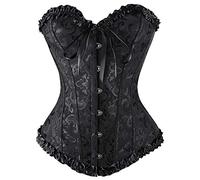 Generico Corsetto Donna Elegante Allacciatura Satin Boned Bustino Sexy Taglie Forti Senza Spalline Scollo a V Corsetti Gothic Medievale Bustini per Halloween Carnevale e Feste