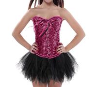 Generico Corsetto Donna Vintage con Coulisse Slim Elegante Satin Bustino Pizzo Disossato Bustier Modellante per Ridurre Vita E Allenare