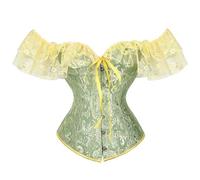Generico Corsetto Donna Vintage Corsetti Top Gotico Casual Bustino Bustier in Pizzo Overbust Satin Sexy Modellante Elegante per Esaltare Le Dimensioni della Vita