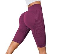 Generico Corti Leggins Anticellulite Donna Compressione 3D Sportivi Leggings Push Up Vita Alta Pantaloni Short per Anti Massa Grassa Pantacollant Fitness Sport, Palestra, Yoga