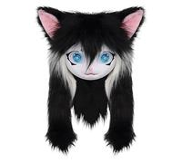 Generico Cosplay in peluche - Maschera gatto realista con capelli lunghi, machera completa con occhi grandi, anime e costume macherate | peluche per donne, uomini, teatro, convention e celebrazione