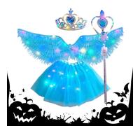 Genérico Costume Angelo Per Ragazza,Costume Da D'Angelo Per Bambini Con Luce - Abiti Per Occasioni Speciali Matrimoni Festival Feste Halloween