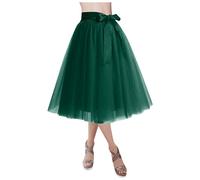Generico Costume Arlecchino Donna, Gonna Tulle Donna Lunga Tutu Elegante Elastica Sottogonna Midi A-Line Sheer Layered Vintage Casual Costume for Carnevale Festival, Green
