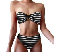 Generico Costume Azzurro A 2 Pezzi Bikini Donna Perizoma Costume da Bagno Bikini A Triangolo Diviso Senza Spalline Primavera/Estate da Donna Costumi Bagno Mestruali (Black,S)