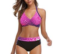Generico Costume Balconcino Donna Bikini Imbottito Push Up Donne Sport Reggiseno Stampato Beach Beachwear Swim Fascia Fasciatura Bikini Up Costumi da Bagno Costumi da Bagno Donna Costume (Purple,XL)