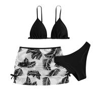 Generico Costume Bambina 3 Pezzi Bikini, Costumi da Bagno Ragazze e Adolescenti Set Bikini con Gonna da Bagno Costumi da Mare Estivi Swimwear per Spiaggia Piscina 8-18 Anni